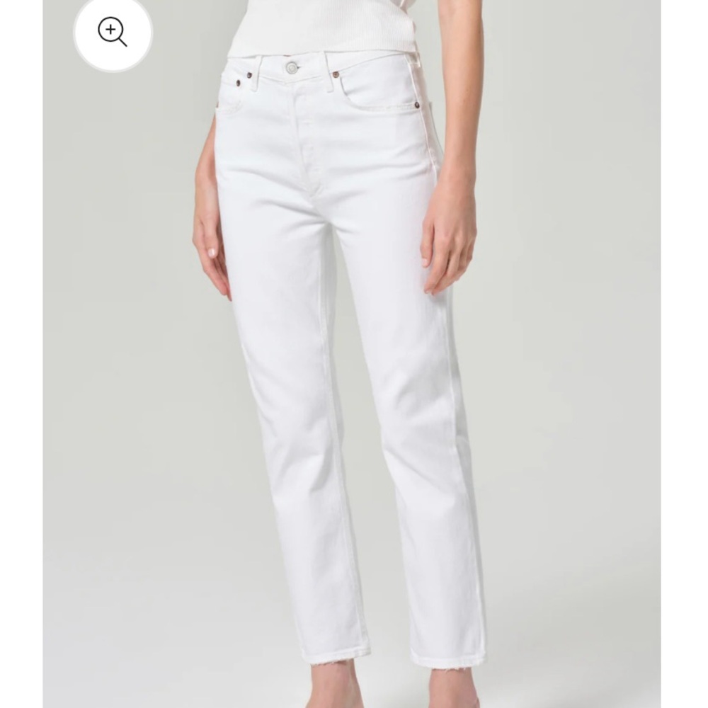 AGOLDE Riley High Rise Straight Crop White Denim